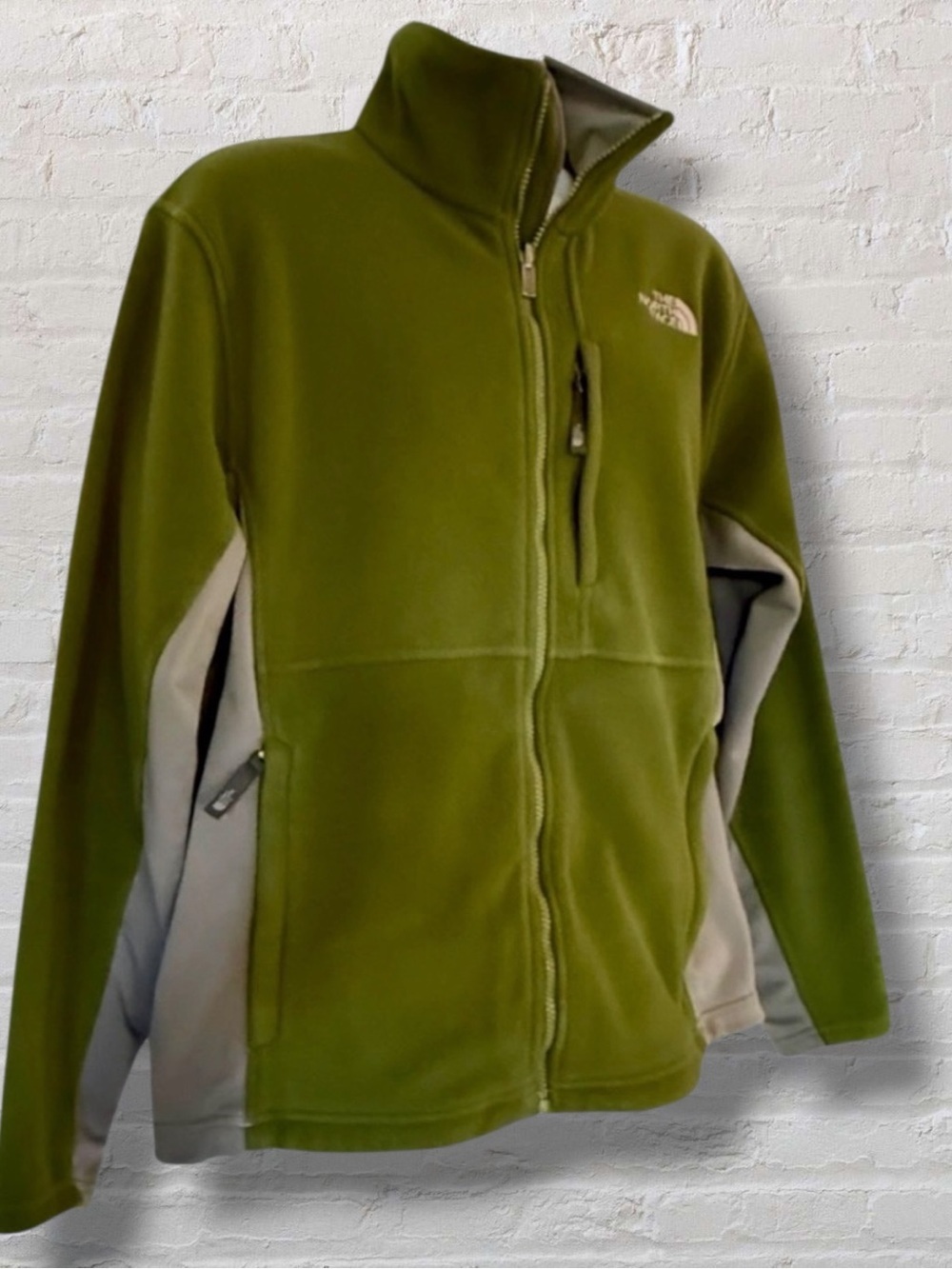 The North Face Full Zip Fleece Jacket Men’s Large Olive Green Gray TKA 100
